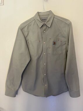 Carhartt wip work in progress Tony shirt Men’s gray canvas Button-Up Work Shirt